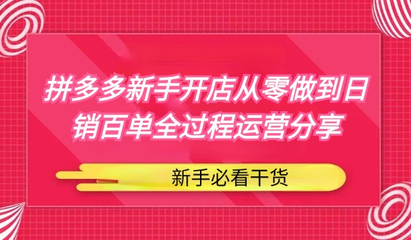 拼多多新手开店从零做到日销百单全过程运营分享